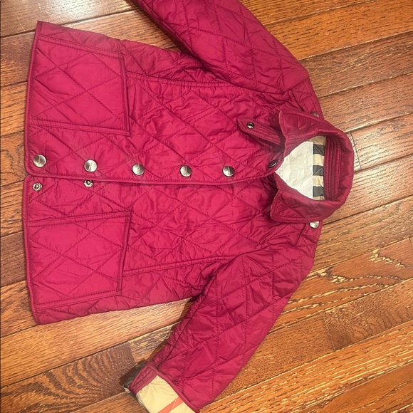 Burberry Children's Quilted Jacket Nova Check Burgundy Size 3Y - Picture 3 of 10